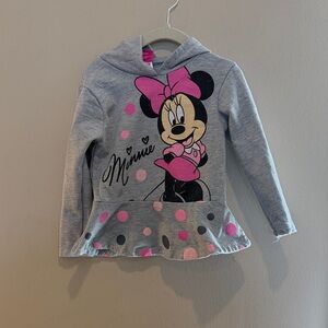 Disney Minnie Mouse Gray and Pink Kids Hoodie